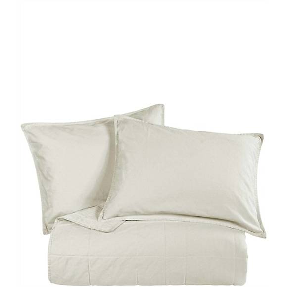 NEW PASEO ROAD cotton canvas coverlet in cream stonewashed